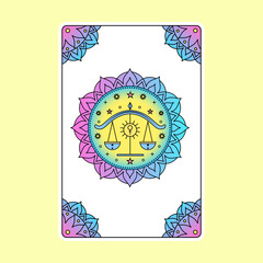 Card with Libra zodiac sign
