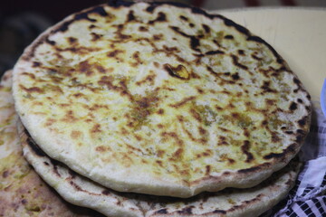 A close-up of fresh moroccan stuffed bread