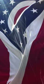 Flag of american state of Ohio, United States of America. Loop. 4K Vertical