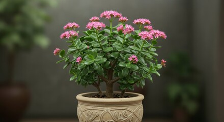 Naklejka premium Pink Succulent in Potted Plant