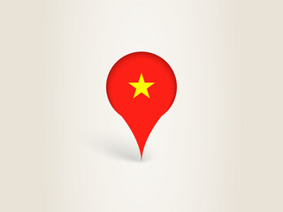 Pin Icon with Vietnam National Flag.