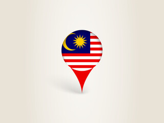 Pin Icon with Malaysia National Flag.