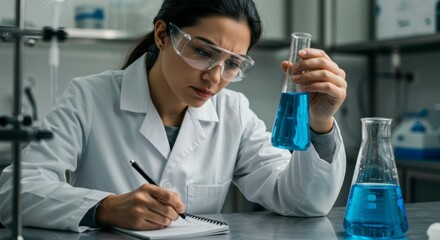 Fototapeta premium Scientist examining lab sample, lab