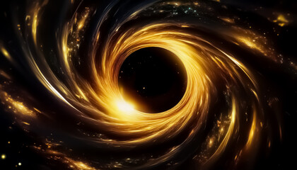 Golden Swirling Vortex in Space - Abstract Cosmic Art