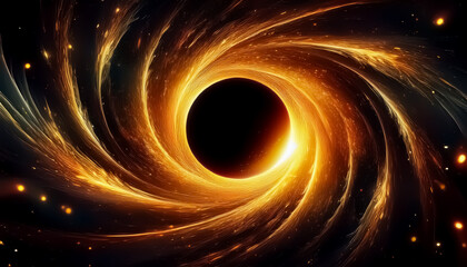 Obraz premium Golden Swirling Vortex in Space - Abstract Cosmic Art