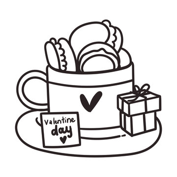 cup of macarons and gifts for valentine's day clip art preview