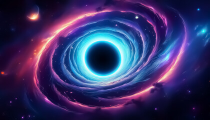 Obraz premium Vivid Cosmic Black Hole with Swirling Nebulae and Stars