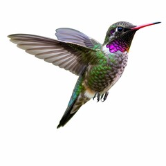 Fototapeta premium Vibrant Hummingbird in Mid-Air with Iridescent Plumage