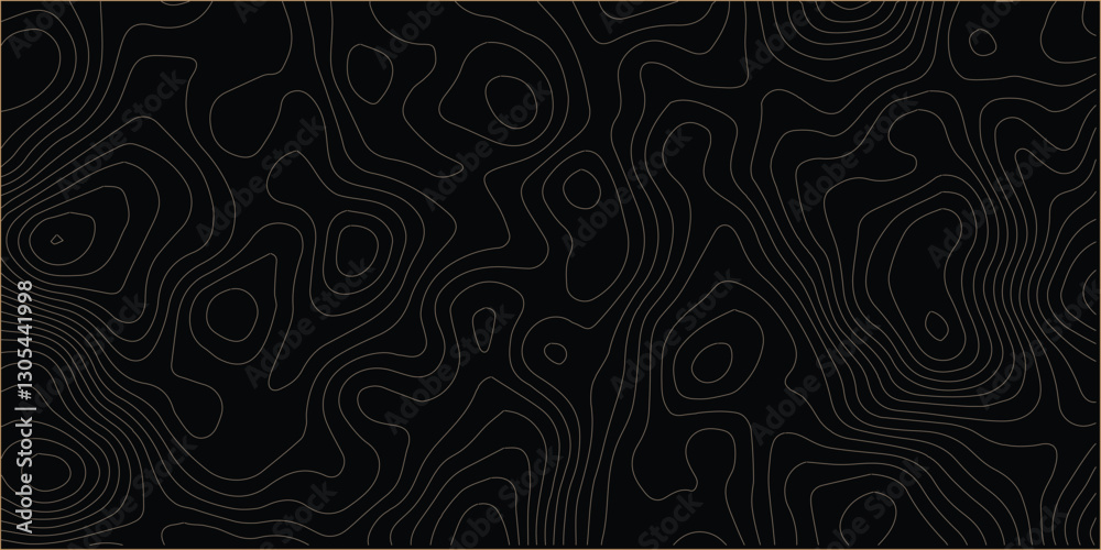Poster black background and waves of colored lines topographic contours map background. topography geograph