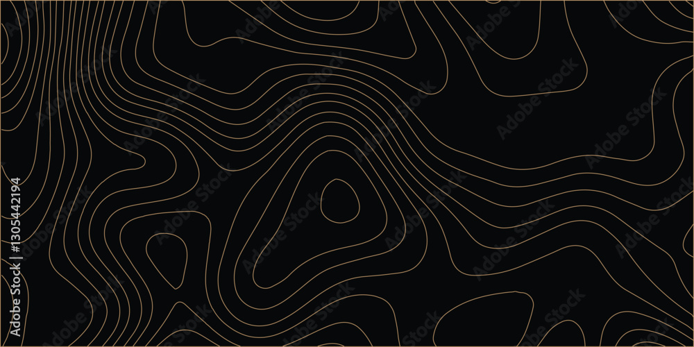 Poster black background and waves of colored lines topographic contours map background. topography geograph