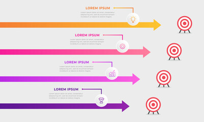Business Goal Timeline Infographic with Arrows and Target Icons