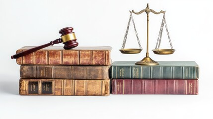 Legal books, scales of justice, impartiality