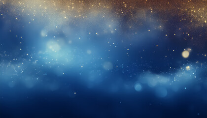 Obraz premium Abstract Blue and Gold Bokeh Background with Sparkling Light Particles