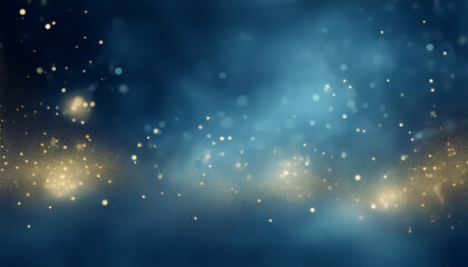 Obraz premium Abstract Blue and Gold Bokeh Background with Sparkling Light Particles