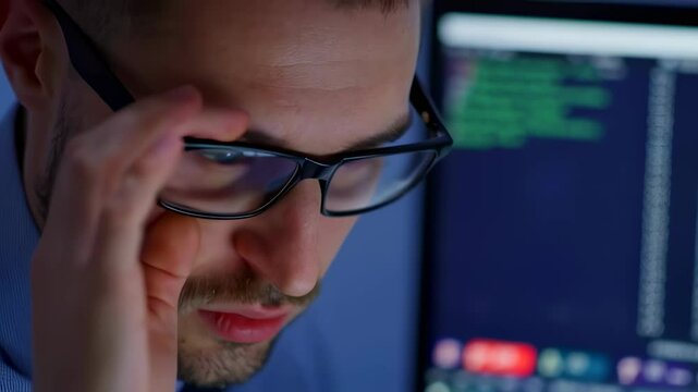 Programmer Debugging Python Code Closeup