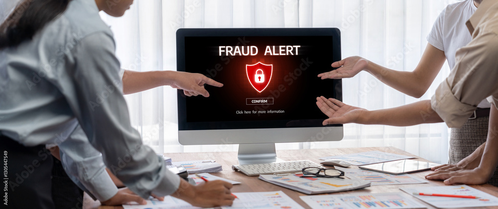 Aufkleber cyber security software show alert of cyber attack for protection brisk. danger from virus, phishing