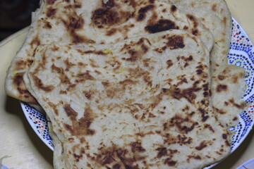 A close-up of traditional moroccan flatbread msemmen