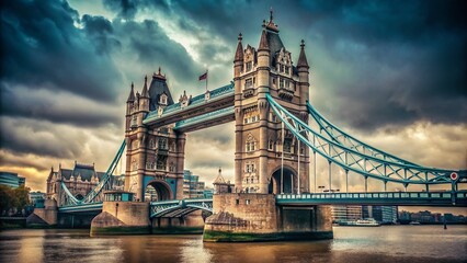 Obraz premium Historic Tower Bridge, East End London, Grey Day Documentary Photography