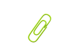 Bright Green Paper Clip Isolated on a Black Background for Office and Stationery Use in Modern Design Concepts
