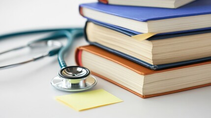 Medical Books and Stethoscope on White Surface