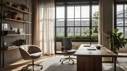 Stylish Home Office with Natural Light