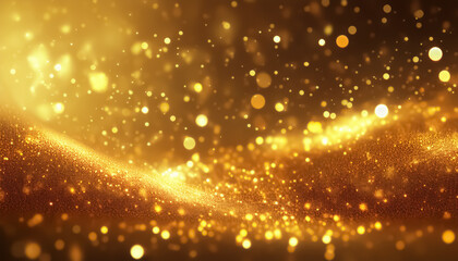 Obraz premium Golden Bokeh Lights Background - Sparkling Abstract Glitter Texture