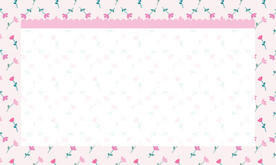 Cute kawaii memo pad and poster with floral background