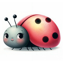 Cute cartoon ladybug with rosy cheeks and friendly eyes enjoying a cheerful day under the sun