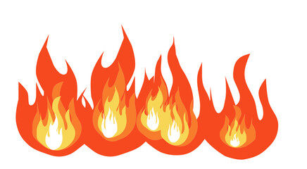  Colorful fire flames,Cartoon flame close up on white background