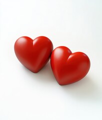 Fototapeta premium Two Smooth Red Heart Shapes on a Light Background Perfect for Romantic Themes, Love Stories, or Valentine’s Day Decor Ideas and Designs