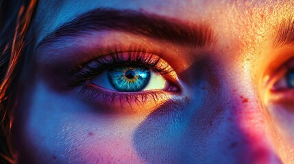 Close up of a woman's blue eyes