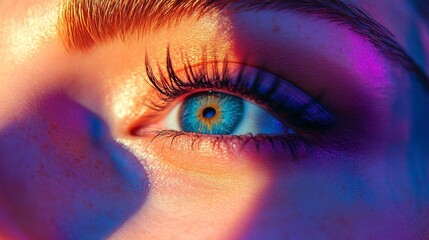 Close up of a woman's blue eyes