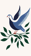 Obraz premium Minimalist Peace Dove Illustration on Olive Branch Vector Art
