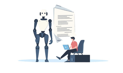 AI-Powered Content Creation: Automated Blogging and Article Generation in Minimalist Vector