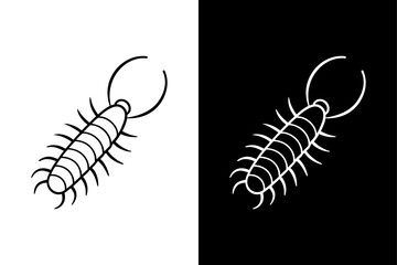 Centipede insect icon vector on White Background ,Vector Art Illustration on white background.