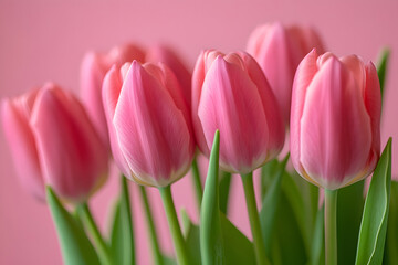 Fototapeta premium Beautiful flowers red tulips. Natural background Spring flowering tulips.