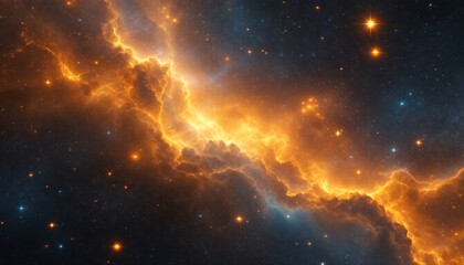 Fototapeta premium Golden_Nebula_Space_Stars_Cosmos