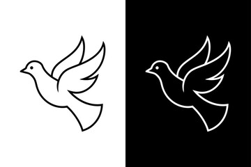 Dove icon vector on White Background ,Vector Art Illustration on white background.