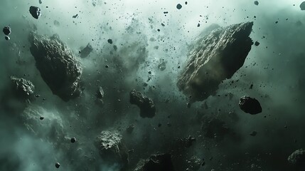 Fototapeta premium Asteroid Field Collision Debris Cloud