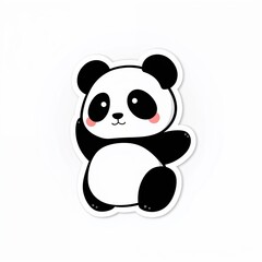 Cute Panda's Cheerful Greeting: A charming cartoon panda, radiating warmth with a raised paw in a welcoming gesture.