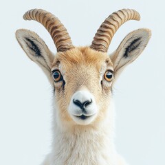 Obraz premium Close-Up Portrait of a Beautiful Antelope with Curved Horns