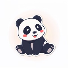 Naklejka premium Panda Sticker: A cute illustration of a panda with a charming smile, sitting and ready for an adventure. 