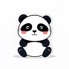 Naklejka premium Cute Panda Cartoon: An adorable cartoon illustration of a panda bear with charming expression, perfect for various design projects.