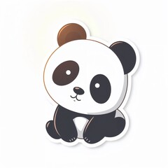 Fototapeta premium Panda Cartoon Illustration: A cute panda cartoon illustration with captivating eyes and a gentle expression that evokes feelings of comfort and cheerfulness. 