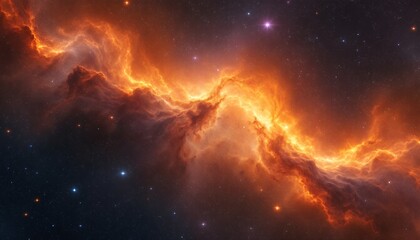 Fototapeta premium orange-nebula-space-stars-background