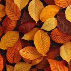 Autumn Leaves Scattered on Dark Background