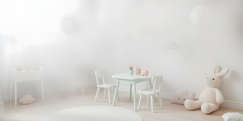 Minimalist Scandinavian Children's Room with Soft Pastel Decor