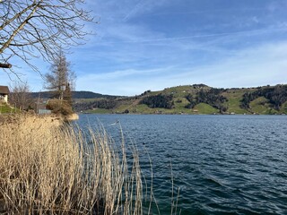 Swiss subalpine lake See Ägerisee or Ageri Lake (Ägeri Lake or Aegeri Lake) - Canton of Zug, Switzerland - (Agerisee oder Aegerisee - Kanton Zug, Schweiz)