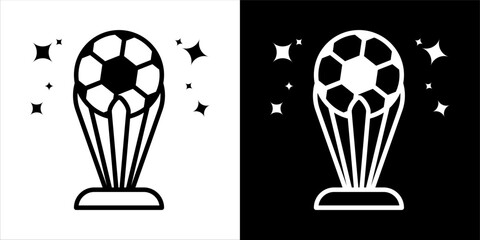 A black and white trophy icon