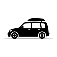 Car with trunk icon. Black silhouette. Side view. Vector simple flat graphic illustration. Isolated object on white background. Isolate.